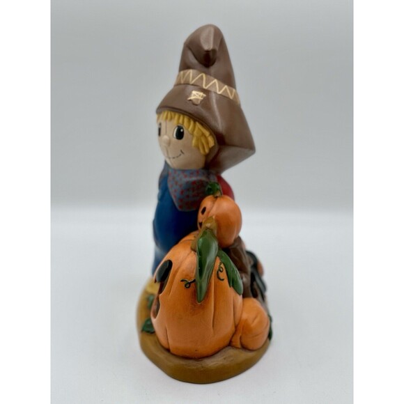 Vintage Ceramic Scarecrow Pumpkin Jackolantern Figurine Fall Halloween Decor - Picture 4 of 10